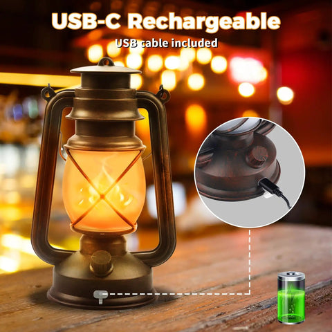 Two Pack Bronze Vintage Rechargeable Lanterns With Remote Control Four Modes Include Flickering Flame And Three Color Temperatures