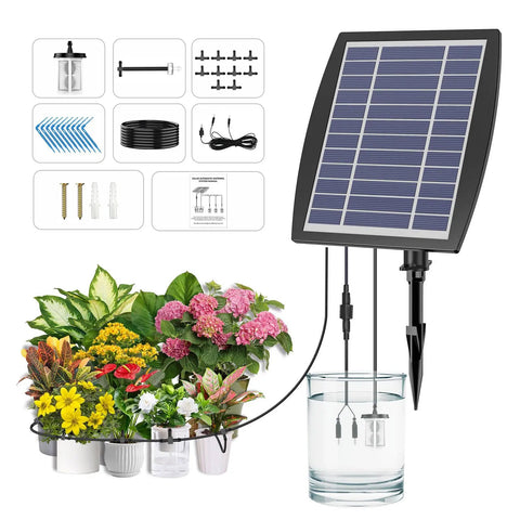 Sun Powered Drip Irrigation System For Outdoor Gardens And Potted Plants Auto Water 20 To 30 Pots With 12 Timing Modes Solar Kit