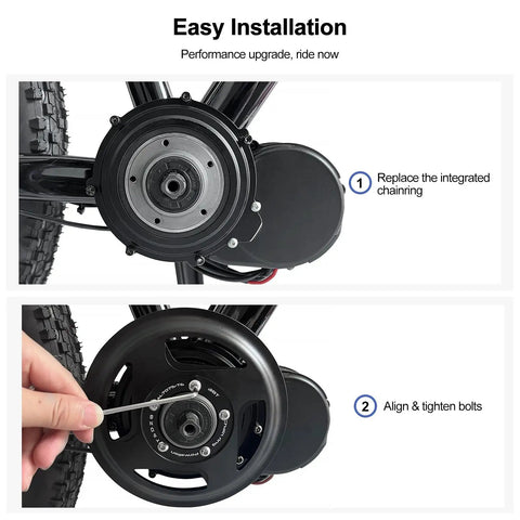 Installation of 42T Offset Chainring With Integrated Guard For Tongsheng Z8 Mid Drive Motor Kit AL7075 Ultra Lightweight And Sturdy
