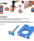 Concealed Hinge Jig 35mm Drilling Guide For Frameless Cabinets And Wardrobes shown with instructions and parts