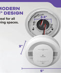 Hardwired Smoke And Carbon Monoxide Alarm With Voice Alerts, 10 Year Sealed Battery Backup, Interconnected Combo Fire And CO Detector, Model 30CUA10 V, Easy Install, UL Listed, Includes Cloth, 5-inch design, ideal for living spaces.