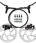 ZTZ MTB hydraulic disc brake set with two 160mm rotors; black levers, red calipers, includes hoses and bolts