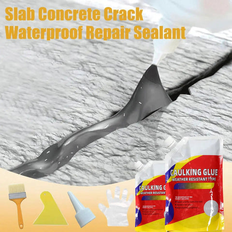 Concrete Crack Repair Sealant Waterproof Caulking Glue Quick Dry Sealing Adhesive 1 Pack 500g shown on cracked concrete surface