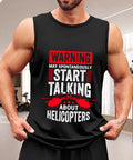 Men's Helicopter Pilot Mechanic Tank Top Hella Comfy Summer Sleeveless Muscle Tee in black with humorous helicopter graphic.
