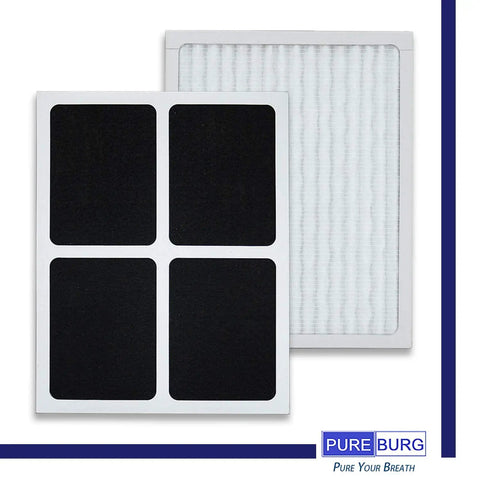 Front and back view of 2 Pack Replacement HEPA Filter For Hunter Air Purifiers HEPAtech 30920 Fits 30050 30054 30055 30065 30070 30071 30075