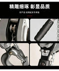 Heavy Duty Aluminum Hand Chain Hoist With Strong Wrench Grip For Easy Lifting Loads Up To 0.75 Tons And Portable Backchain Wire Tightener Kit close-up of chain and grip handle.