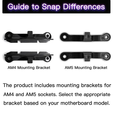 Rock Solid Universal CPU Cooler Mounting Bracket Kit For AMD Am5 And Am4 Motherboards with AM4 and AM5 brackets shown.