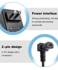 Replacement 29V 2A Wall Power Supply Adapter ZB-H290020A-C For Home Electronics With Two Pin Flat And Round Connectors And Direct Plug In Great Replacement For Common Home Electronics Like Routers Displays And More. Black 29V 2A adapter with two-pin plug and right-angle connector