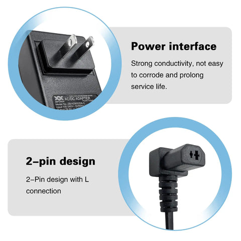 Replacement 29V 2A Wall Power Supply Adapter ZB-H290020A-C For Home Electronics With Two Pin Flat And Round Connectors And Direct Plug In Great Replacement For Common Home Electronics Like Routers Displays And More. Black 29V 2A adapter with two-pin plug and right-angle connector