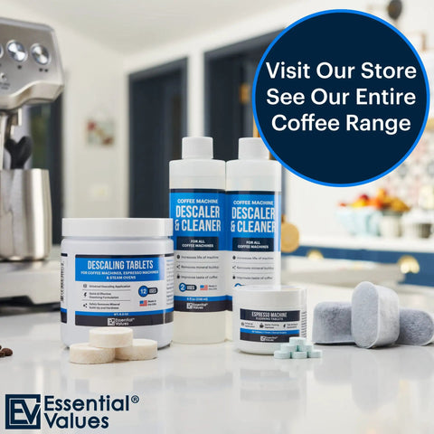 Keurig Descaling Solution Cleaning Pods 10 Pack for Keurig Coffee Makers Descaler Kit displayed on kitchen counter