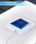 Close-up of voltage regulator design on 6W Outdoor Solar Panel Charger For Popular Security Cameras including Eufy models.
