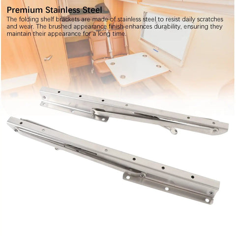 Heavy Duty 15.6 Inch Stainless Steel Folding Wall Shelf Bracket Hinge For Kitchen Or Garage Rock Solid Wall Mount