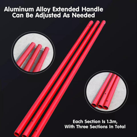 Pro Grade Stainless Steel Self Leveling Concrete Trowel With Adjustable Angle Finishing Tool For Construction Sites, Warehouses, And Home Projects With Three 140 Cm Connectable Poles, red aluminum alloy handle sections