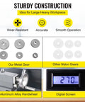 Garage Ready Mini Metal Lathe With One Point One Kw Motor And Butter Smooth Infinite Speed Dials Featuring Sharp Led Readout For Flawless Counter Face Turning And Quick Drilling Tasks, showing metal gears and digital screen.