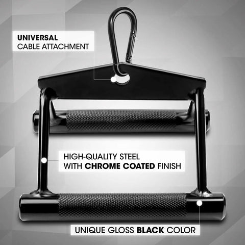 Heavy Duty Knurling Black Double D Cable Row Handle With 880 Lb Capacity For Home Gym And Cable Machine Workouts Grippy Knurled Grips