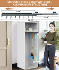 Pull Out Broom And Mop Holder With Sliding Double Row Hooks Multifunctional Wall Or Cabinet Storage Organizer installed in cabinet