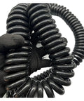 Rock Solid Retractable Coiled Power Cord with Copper Core and Hella Tough Plastic Body for Smooth Spring Spiral Stretch to 20 Meters displayed in hand.