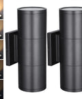 12 Inch LED Up Down Cylinder Outdoor Wall Light 3000K Warm White 120-277V Dimmable Aluminum Waterproof Exterior Porch Sconce ETL Listed Front Door Lighting Pack Of 2