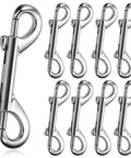 Eight Pack Heavy Duty Double Ended Snap Hooks In Silver Zinc Alloy With Trigger Clips For Dog Leashes Key Rings Water Buckets Carabiners Home And Farm Use Indoor And Outdoor Rust Resistant And High Strength
