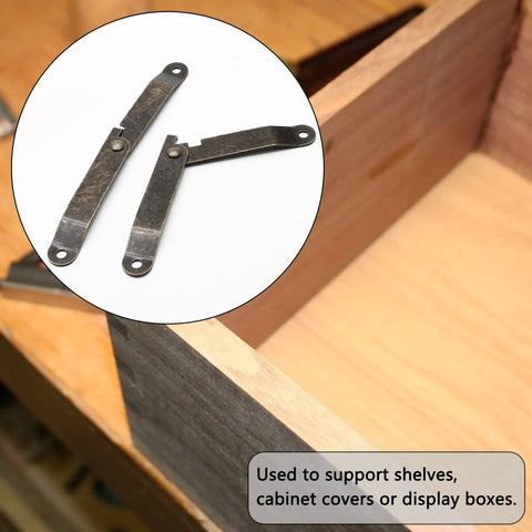 Bronze Lid Support Hinges Set With Mounting Screws Left And Right Folding Lift Up Stay Hinges For Furniture Cabinets