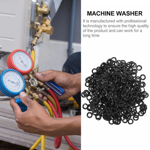 Three Wave Spring Metal Gasket Washers Kit 4x8x0.3mm For Machine And Industrial Fastening, Beefy Heavy Duty Wavy Washers For Electrical Connections, 500 Piece Set, Reliable Vibration Dampening And Tight Seals. Black spring metal washers for machine and electrical use