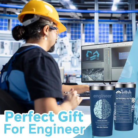 20oz Vacuum Insulated Tumbler For Engineers Mechanical Civil And Aerospace Pros Graduation Gift Or Retirement Present. Engineer working.