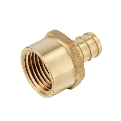 Pex 3/4 Inch By 1/2 Inch Female NPT Thread Adapter Barb Crimp Brass Fitting Pack Of 5 For Home DIY Plumbing Projects Lead Free DZR Brass NSF Certified Works With Stainless Steel Clamp And Copper Crimp Ring Systems