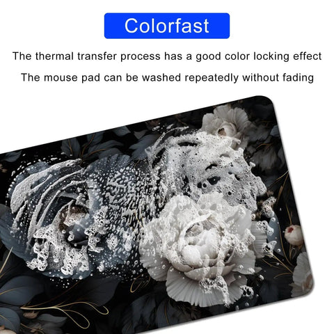 Large Floral Mouse Pad Desk Mat For Game Ready Gaming And Office Setup 70 By 30 Cm Non Slip Rubber Base With Stitched Edges