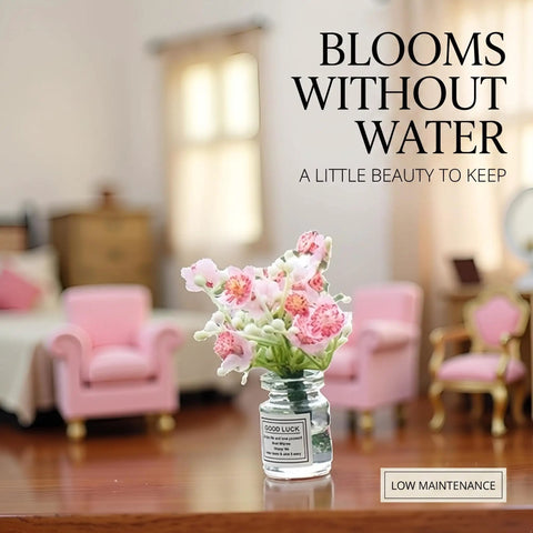 2 Pcs Pink Miniature Flower Vase Set With One Sixth Scale Straight Up Killer Details For Dollhouse Decor featuring tiny floral arrangement.