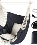 Hammock Chair Swing With Steel Spreader Bar Supports Up To 500 Lbs Two Cushions Included Portable Hanging Chair with accessories