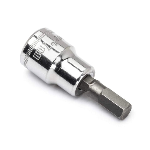 Three Eighths Inch Drive Hex Bit Socket 7mm Metric for Gearheads mechanics, chrome alloy steel construction, visible size marking.