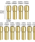 11 brass collets in 16 Piece Drill Chuck Collet Set For Rotary Tools 0.8 To 3.2mm Quick Change Keyless Chuck Kit