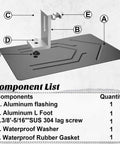 Components of 16 Pack Aluminum L Bracket Solar Racking Kit With Flashing For Roof Mounting On Asphalt Shingle And Composite Roofs
