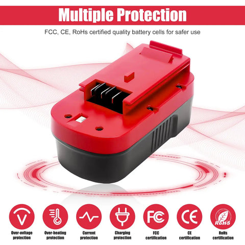 Two Pack 4500mAh NiMH 18V Replacement Battery For 244760-00 HPB18 Firestorm Cordless Tools Red with FCC and CE Protection