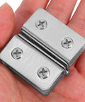 Heavy Duty Double Sided Glass Door Hinges for Cabinets and Display Cases Adjustable Stainless Steel 2 Pack No Drilling Required