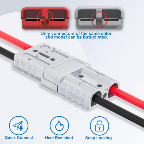 50 Amp Battery Quick Connect Disconnect Connector Kit For 6 To 12 Gauge Cables 12V Wire Harness Plug With Copper Pins