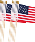 12 Pack 12x18 Inch American Flags For Outdoors With Grounded Multi Purpose Flagpole And Handheld Options Backyard Ready