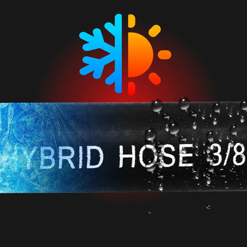 Tough As Nails Air Compressor Whip Hose 3/8 Inch By 3 Feet showing hybrid hose detail with moisture droplets on black background.