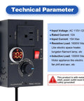 AC Motor Speed Controller 110-120V 10A Rated 15A Max With LED Display Black Matte Metal Shell Electronic Voltage Regulator