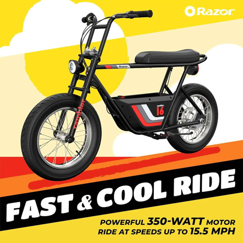 Dope Electric Minibike For Teens And Adults With 350W Motor 36V Battery 16 Inch Tires Up To Fifteen And A Half MPH 220 Lb Max