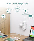 Pretty Sick 10 Port Surge Protector Wall Extender With Rotating Plug And Fast Charge USB Ports Slender design for workspace organization