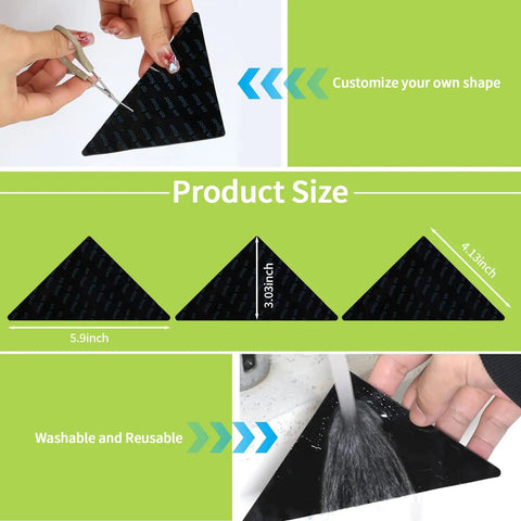 12 Piece Rug Grippers For Rugs Non Slip Rug Pads For Hardwood Floors And Tile Reusable Dual Sided Adhesive Rug Tape Keeps Corners Flat And Area Rugs In Place Triangle Design For Maximum Contact And Easy Install