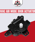 Front view of black HVAC mode door actuator with white gear shaft for left main vent control.