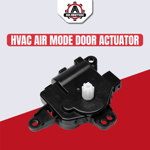 Front view of black HVAC mode door actuator with white gear shaft for left main vent control.