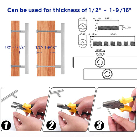 Installation guide for 60 Pack Square Cabinet Pulls In Brushed Nickel 7 3 8 Inch Length 5 Inch Hole Center Stainless Steel