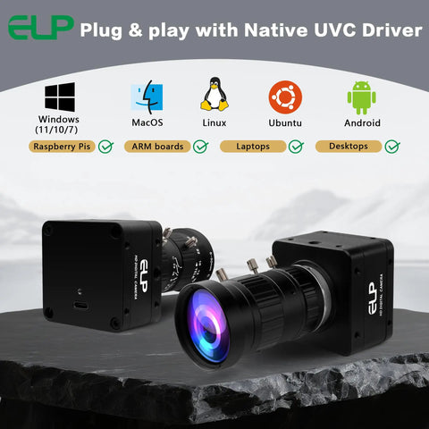 Ultra HD 20MP Varifocal USB 3.0 Camera For PC And Raspberry Pi, displayed with 5-50mm 10X manual zoom lens, compatible with multiple OS
