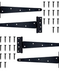Heavy Duty 12 Inch T Strap Hinges 4 Pack With Screws Rustproof Metal For Shed Barn Gate Fence layout with screws