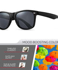 Polarized Sunglasses For Men And Women With UV400 Protection, Classic Vintage 80s Shades, gloss black frame