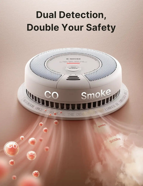Five Pack Smoke And Carbon Monoxide Alarm SC06 Standalone Home Safety Sensor, Battery Powered With Loud 85dB Siren, Easy Test Button, No WiFi Or Interconnect, No-Fuss Basic Fire & CO protection with smoke and CO labels