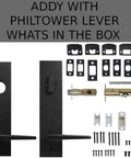 Addy Entry Handle With Philtower Lever For Reversible Left Or Right Hand Doors package contents
